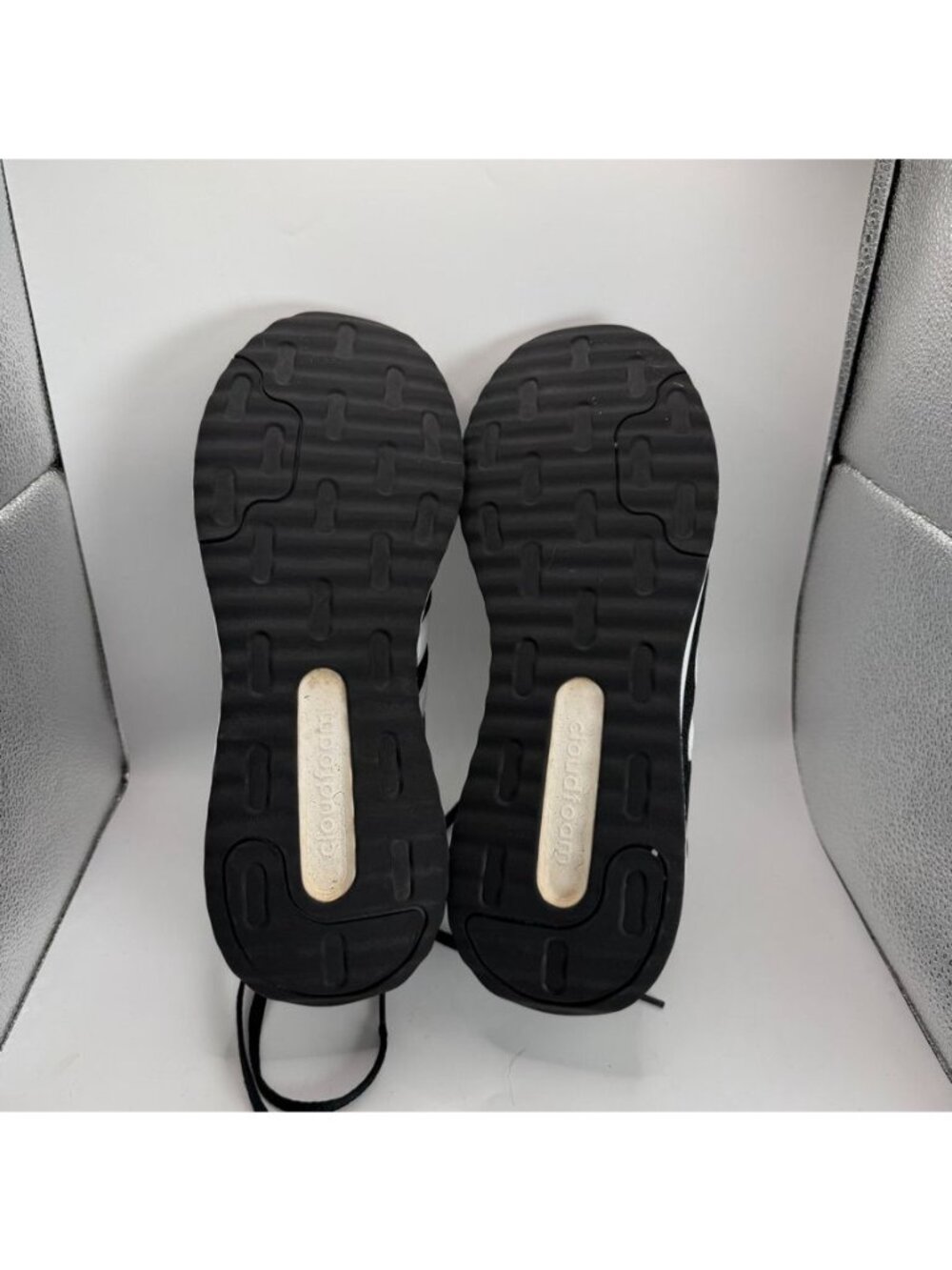 Adidas Cloudfoam Black & White Mens Athletic Sneakers Size 10.5 Lightweight Cush - Picture 7 of 8